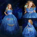 Cinderella Blue Butterfly Dress Girls Fancy Gown Birthday Party free shipping 1