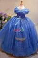 Cinderella Blue Butterfly Dress Girls Fancy Gown Birthday Party free shipping 4