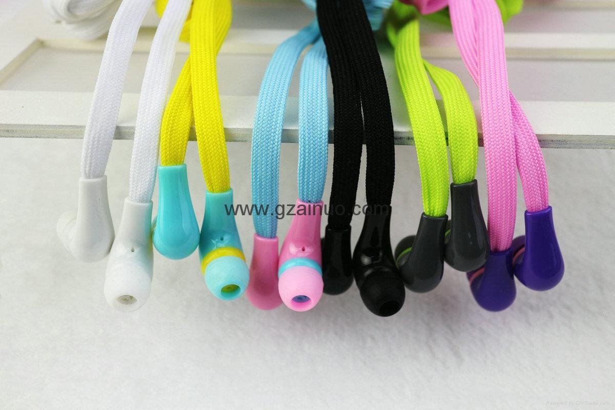 Fashion design shoelace earphones headphone for sport 3