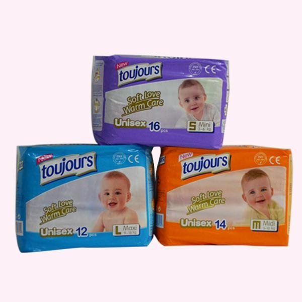 Cheap price free samples Toujours baby diaper china supplier