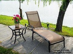 patio furniture poolside cast aluminum sling chaise lounger adjustable-height 