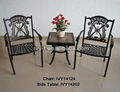 metal cast aluminum small square ceramic side table and 2 chairs stackable 1