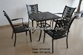 aluminum dining table and chairs set square powder-coated table umbrella hole