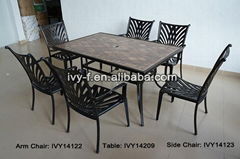 dining table and chair set rectangular cast aluminum ceramic table umbrella hole