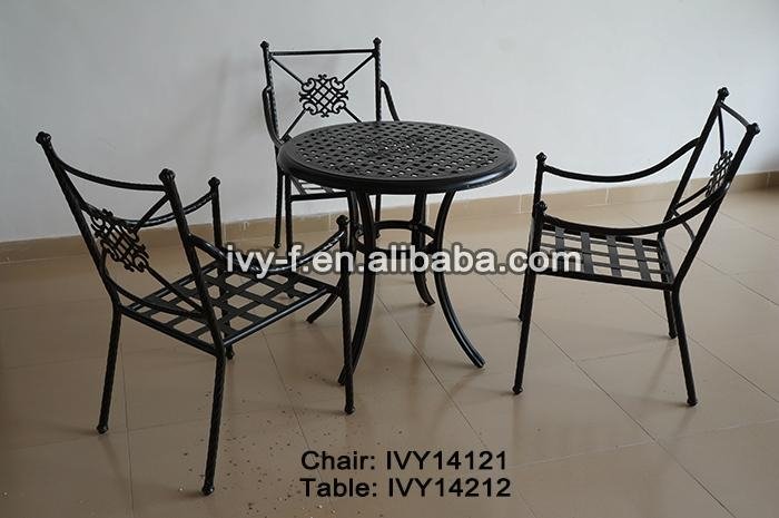 patio table and 4 chairs set in metal cast aluminum frame stackable chairs 
