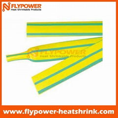 Flexible Flame Retardant Yellow & Green Striped Thin Wall Heat Shrinkable Tubing
