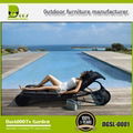 Outdoor furnture PE rattan chaise lounger