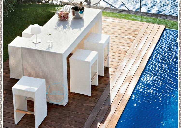 Luxury outdoor PE rattan Bar table set 3