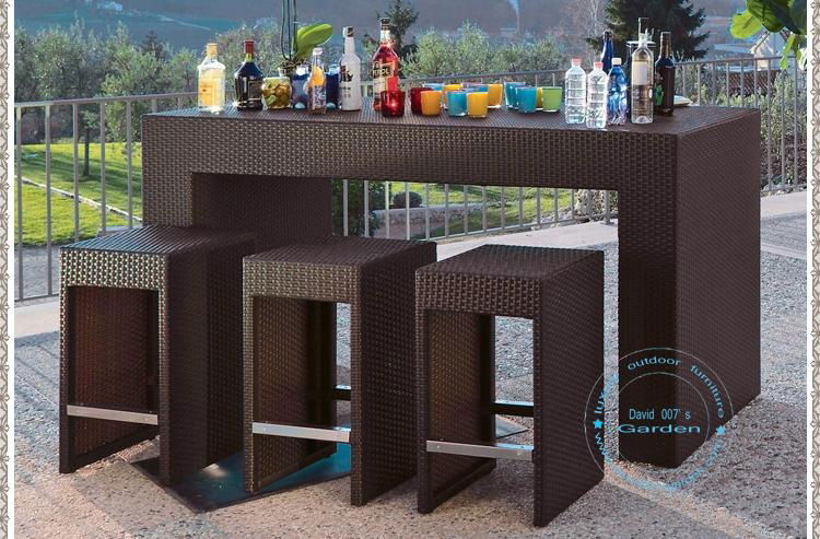 Luxury outdoor PE rattan Bar table set 5