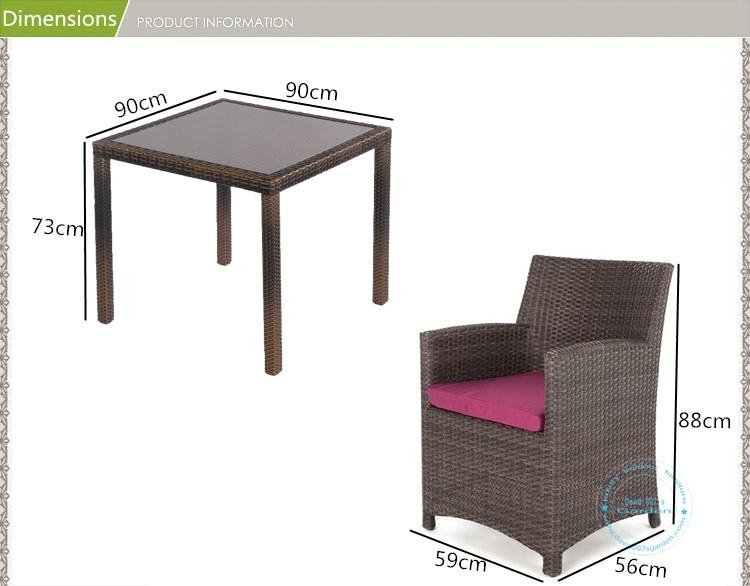 Modern outdoor furniture aluminium frame 4 seater dining table set 2