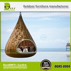 luxury outdoor furniture swing PE rattan hanging chair 