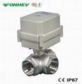 3 way 1'' stainless steel 304 electric ball valve with horizontal port 1