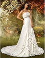 A-line Strapless Court Train Chiffon Wedding Dress (635884)  1