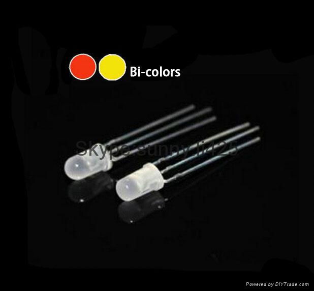 5mm super bright bi-color red green 3 legs led diodes