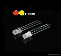 5mm super bright bi-color red green 3 legs led diodes