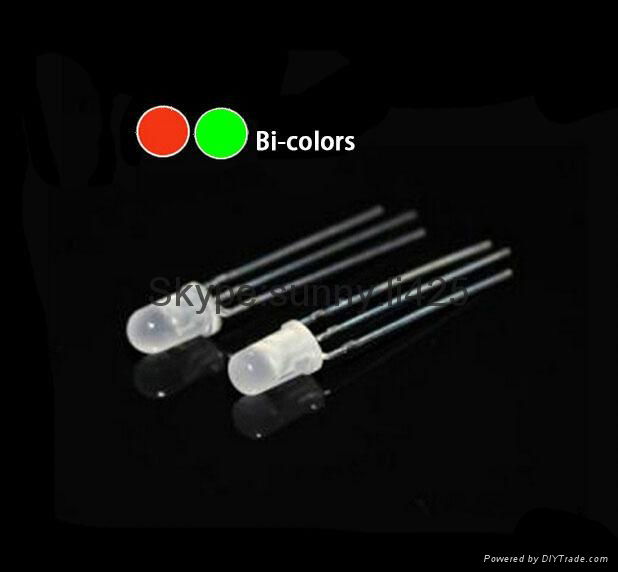 5mm super bright bi-color red green 3 legs led diodes 2