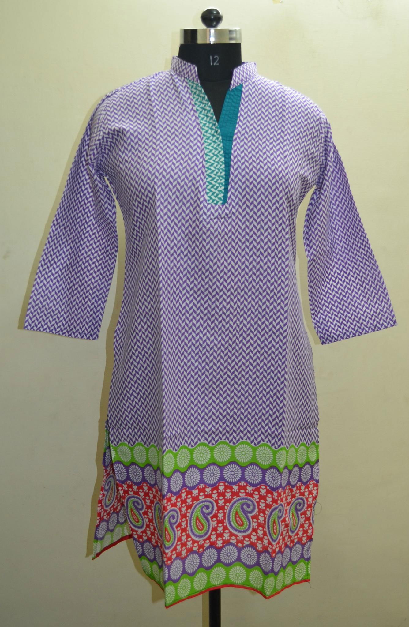 Ethnic-Indian-designer-Cotton-Printed-Kurta-Top-Top Tunic Bust 36-42 Design 3