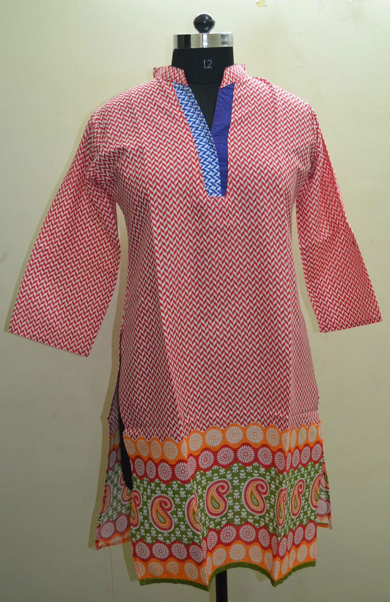 Ethnic-Indian-designer-Cotton-Printed-Kurta-Top-Top Tunic Bust 36-42 Design 4