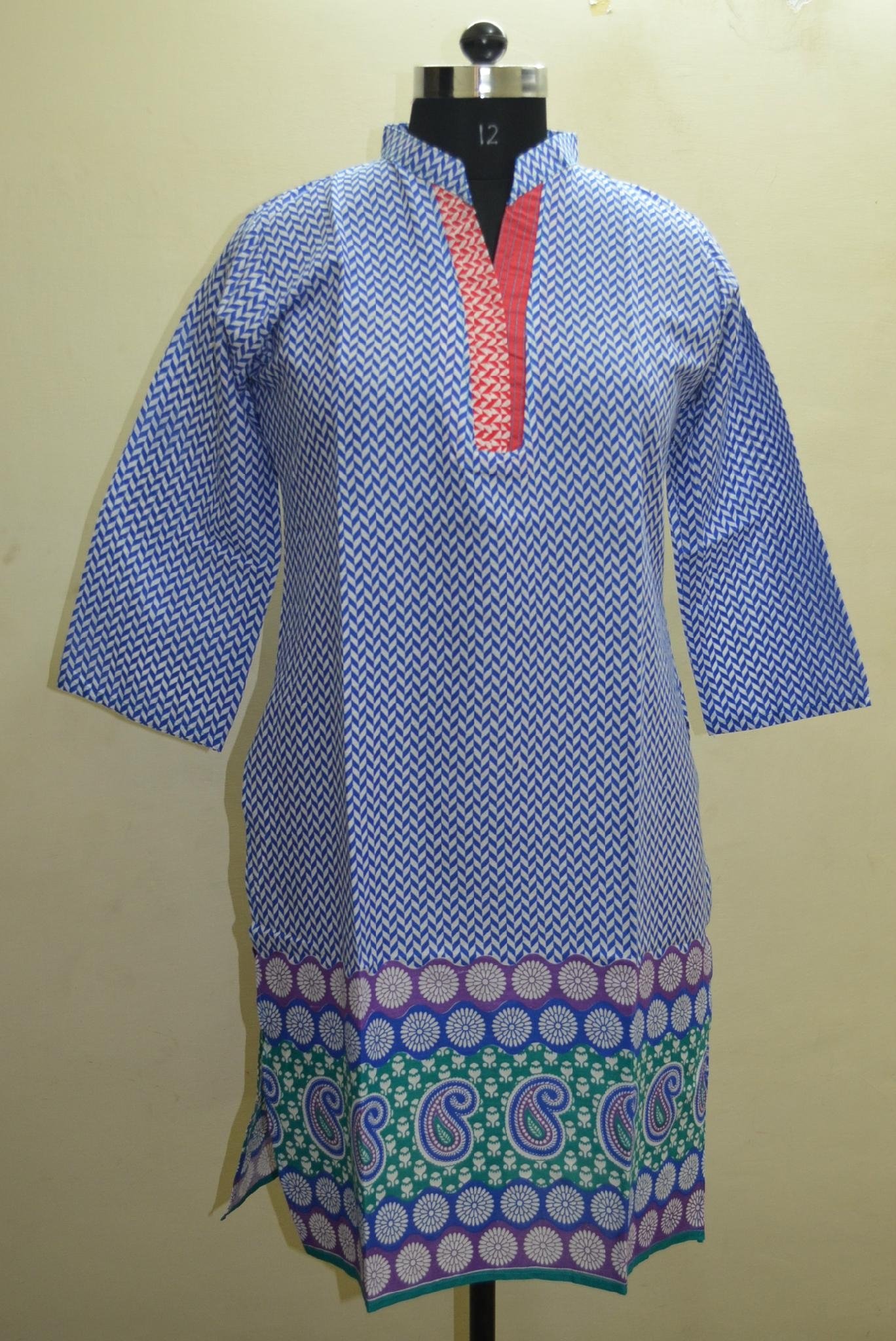 Ethnic-Indian-designer-Cotton-Printed-Kurta-Top-Top Tunic Bust 36-42 ...