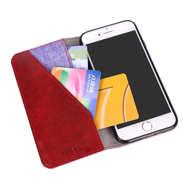 2-in-1 Frosted Wallet PU Leather Case Cover for iPhone 7 2