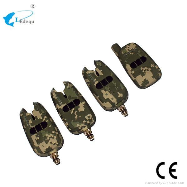 LDQ 3 Wireless Carp Camo Fishing Bite Alarm And 1 Receiver Set Four LED Color To 4