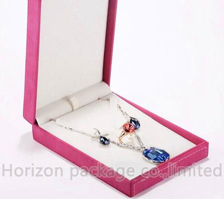 luxury Pu leather cover plastic jewelry box for necklace and  ring 2