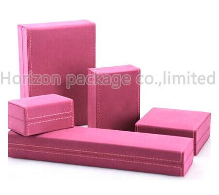 luxury Pu leather cover plastic jewelry box for necklace and  ring