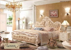 Luxury single bed with handmade carving and soft leather finish