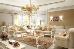 The United Stated style pure leather and fabric wooden sofa sets for living room