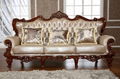 Neo-classical style solid wood and top layer leather sofa for home furniture 2