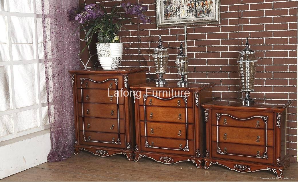 Living room furniture solid wood TV cabinet with hand carved pattern and drawers 4