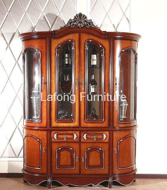 Solid wood wine cabinet with glass for utensils and living room furniture 3