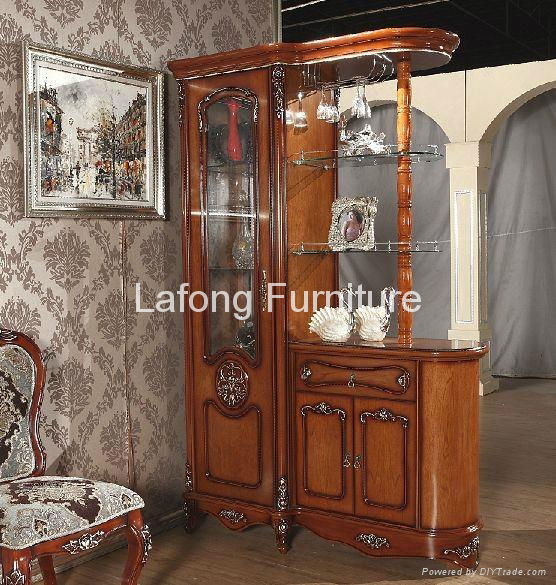 Solid wood wine cabinet with glass for utensils and living room furniture 2