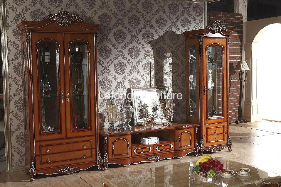 Solid wood wine cabinet with glass for utensils and living room furniture