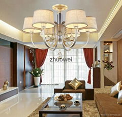 New European fabric chandelier  modern minimalist lamp 6 light