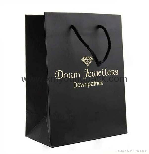 Promotional custom printed luxury ribbon handle paper gift bag  2