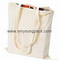 Promotional custom printed reusable 100% natural cotton long handle calico bag