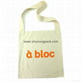 Promotional custom printed reusable 100% natural cotton long handle calico bag