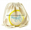 Promotional custom printed reusable 100% natural cotton long handle calico bag