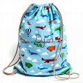 Promotional custom calico library bag cotton canvas drawstring backpack