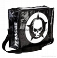 Long shoulder strap large glossy laminated plastic woven pp bag