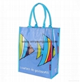Long shoulder strap large glossy laminated plastic woven pp bag
