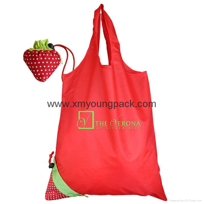 Wholesale cheap reusable nylon folding strawberry shopping bags - YP-20214 - XIAMEN YOUNGPACK ...