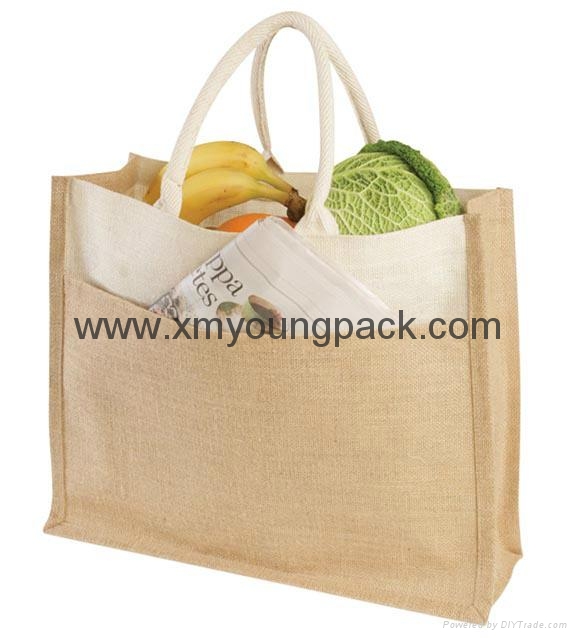 Promotional custom printed burlap jute hessian tote bag 5