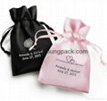 Wholesale bulk personalized custom small black and pink satin wedding favor bags