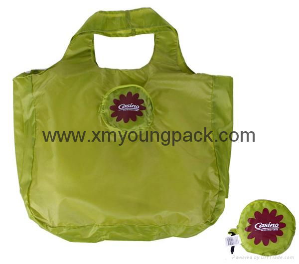 Promotion custom printed reusable nylon foldable shopper bag 3