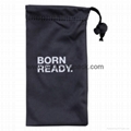 Promotional custom printed black soft microfiber cloth bag with drawstring
