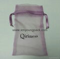 Wholesale promotional large silver organza drawstring pouch organza bags