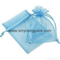 Wholesale promotional large silver organza drawstring pouch organza bags