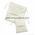 Wholesale custom small white faux suede drawstring jewelry pouches